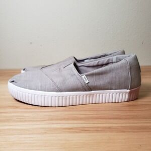 Tom's Women's 10 Alpargata Indio Slip On‎ Sneaker Gray Canvas Casual Shoe
